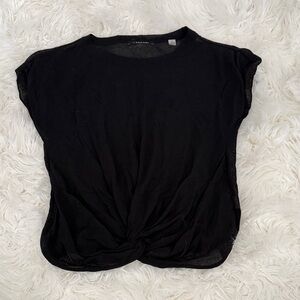 Tahari Black Knotted Blouse